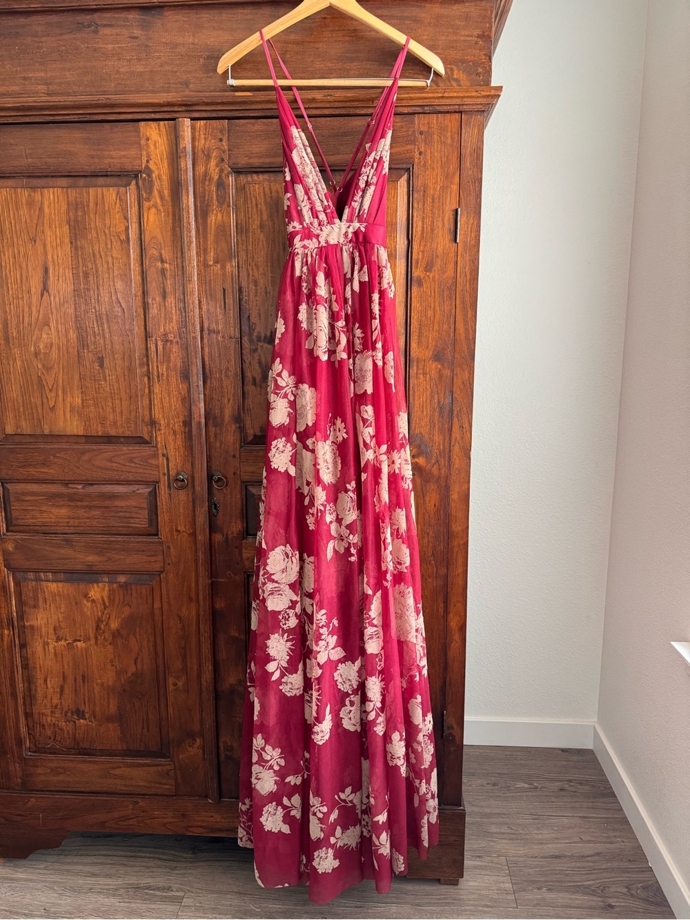 Luxxel Floral Maxi Dress Burgundy Romantic